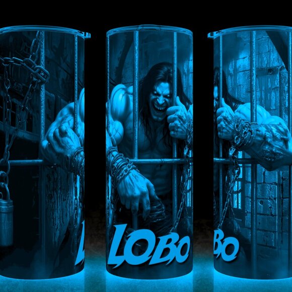 Glow in the Dark Lobo Comic Book Villain in Prison Cell Cup Mug Tumbler 20oz - Picture 1 of 4